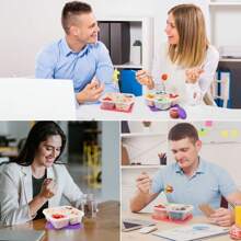Ensemble de 4 pièces (comprend 4 bols à sauce, 8 pièces au total) Plateau à 5 compartiments pour collations, boîte à bento, boîte à fruits. Ensemble de vaisselle, boîte à lunch, boîte de pique-nique, avec couvercles, avec 4 petits compartiments à sauce. Récipient alimentaire divisé réutilisable, parfait pour le travail, le pique-nique et les voyages !, Fournitures scolaires