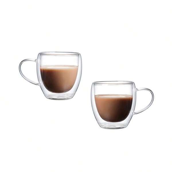 Caneca de Vidro Borossilicato Parede Dupla Mantem Calor 2un