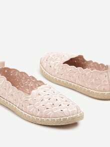 Vices Openwork Espadrilles In Floral Pattern With Braid - Pink - View 4