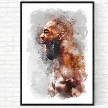 1 件/3 件墙面艺术海报可选框架流行混合武术 MMA 海报拳击手水彩墙面艺术印刷帆布画臭名昭著的图片用于家居装饰,带框架的墙面艺术 - 彩色 - 查看 25