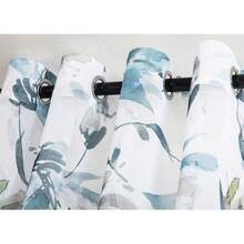 1 Piece Of Transparent Curtain With Watercolor Floral Pattern, Botanical Voile Curtain, Light-Filtering With Eyelet Hanging System, 140x280 Cm - Sky Blue - View 2