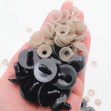 50 Stück 5mm-24mm Kunststoffaugen mit Unterlegscheiben, Bastelaugen für Amigurumi, Stofftiere, Häkelprojekte, Teddybären, DIY schwarze Augen, Herstellungszubehör - Schwarz - Übersicht 19