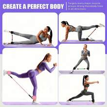 Set de 6 bandas de resistencia con correas para tobillos, de tensión media, equipo de ejercicio para piernas y glúteos, para desarrollo muscular, entrenamiento de fitness, yoga, correr, taekwondo y accesorios de gimnasio - Negro - Ver 5