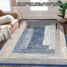 Modern Abstract Pattern Carpet, Featured With Blue, Beige And White Alternating Stripes, Comfortable For Bedroom, Living Room, Study, Foyer, Etc. Can Be Used As A Decorative Mat. This Modern Polyester Non-Slip Water-Absorbing Rug Is Washable And Non-Slip, Suitable For Indoor Home Decor In Living Room All Year Round, Also Applicable To Bedroom And Living Room. The Blue Tone Is An Ideal Choice For Living Room And Bedroom. - Multicolor - View 13