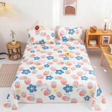 3pcs/Set Soft Skin-Friendly Printed Bedding Set, Modern Rectangle Fashion Simple Luxury Double Bed Sheet Set With Pillowcase, Multiple Sizes, Suitable For Bedroom Home Use All Seasons