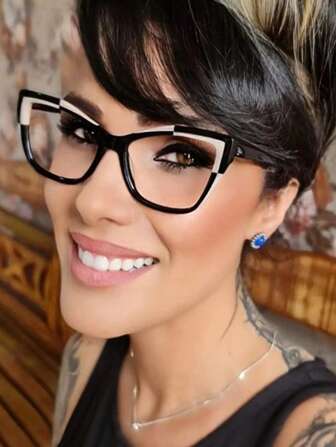 1 Pair Fashion Tinted Glasses, Women's Decoration Casual Retro Color Matching Cat-Eye Non-Prescription Glasses, Suitable For Daily Wear, Computer, Mobile Phone, Reading, Walking, Shopping, Street Photography