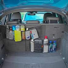 1pc Velvet Tailgate Storage Mesh Pocket, Elastic Car Trunk Organizer Net Bag, Durable Elastic Storage Net