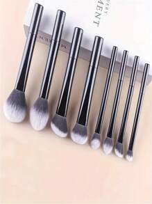 8-Piece Black Portable Makeup Brush Set, Made Of High-Strength Plastic Handles, Lightweight , Premium Synthetic Bristles, Soft And Smooth, Suitable For Makeup Enthusiasts