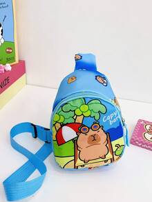1pc Fashionable Cute Cartoon Student Bag Outdoor Travel Messenger Bag Boys And Girls Universal Chest Bag Coin Purse, Fashionable Contrast Color Stitching, With Cute Capybara Pattern Crossbody Chest Bag, Suitable For Girls And Boys To Go Out Shopping, Daily Use, School, Travel, Send Students Gifts Is A Good Choice - Capibara Chest Bag - View 7