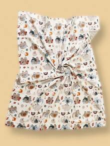 1 件卡通大象、猴子、鳄鱼印花柔软舒适珊瑚绒婴儿毯，四季皆宜