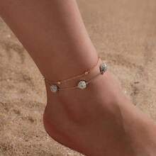 1-3pcs Round Charm Anklet For Summer Vacation Travel Beach Party,Gold Jewelry