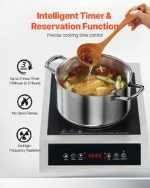 Portable Induction Cooktop, 3500W Commercial Induction Burner With 11 Temperature Settings, Stainless Steel Countertop Induction Hot Plate With 3H Timer, Child Lock, For Restaurant Cooking - 3500W Commercial 3H Timer - View 4