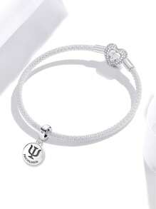 1Pc 925 Sterling Silver Hollow Letter DIY Bead For Ladies Jewelry Bangle Accessories Fine Jewelry Making
