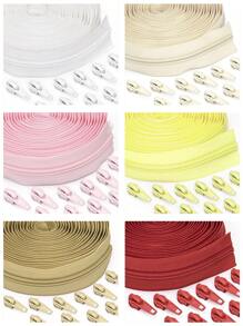 1 Conjunto = 4,50 m Zíperes + 10 Puxadores de Zíper, Zíperes de Nylon 5#, 20 Opções de Cor, Puxadores de Zíper Combinando, Adequado para Vestuário, Bolsas, Têxteis Domésticos, Almofadas, Edredons