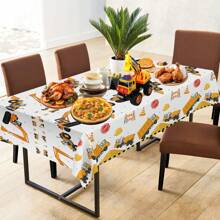 1/2/3 Packs Construction Table Cloth - Dump Truck Tablecloth, Plastic Rectangle Yellow Trucks Themed Table Cover For Construction Birthday Party Supplies Table Decorations Favors