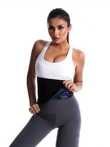 1 件女士汗腰训练腰带，运动瑜伽健身桑拿汗腰修剪器 - 黑色 - 查看 2