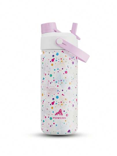 18盎司保温水瓶，配有二合一吸管盖，24小时保冷，防漏，不锈钢双层壁，适合运动、健身、旅行和上学使用。