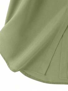 Camisa casual de mujer de manga con puños, abotonada, de estilo modesto - Verde - Ver 7