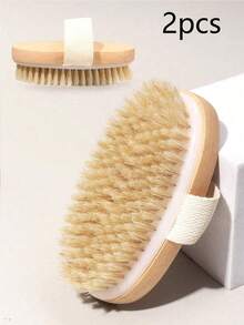 2 件/1 件木制防滑带式淋浴刷，天然鬃毛 - 柔软椭圆形淋浴刷，适合干刷身体、湿刷、背部，深层清洁和去角质，改善血液循环，防止毛发内生，减少木制沐浴刷，用于痤疮和脂肪团 - 无香型，无需电池 - 彩色 - 查看 13