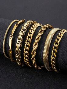 7pcs Men's Fashionable & Versatile Simple Bracelet Set - Combination Set - View 13