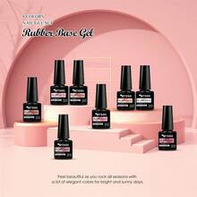 8PCS/Set 7ml Natural Nude Rubber Base Gel Nail Polish,Nail Supplies Milky Pink Jelly White Glitter Semi Permanent Soak Off UV LED Nails Gel Varnish With Gift Box - Multicolor - View 6