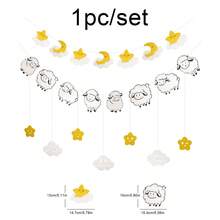 Eid Al Adha Lamb, Moon, Star, Letter Theme Party Banner Flag Set, Felt Hanging Decor - Multicolor - View 11