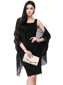 1pc Fashionable And Elegant Blue Shiny Evening Party Dress With Removable Shoulder Cape, Suitable For Ladies For Daily Vacation And Evening Party Matching, 200*68cm/78*26.5in Fall Clothes For Women