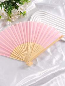 30/15/3件粉色丝绸木质折扇感谢卡套装（含礼品袋）、感谢卡、新娘竹制手持折扇、单身派对婚礼新娘送礼会装饰品、伴娘竹制手持折扇、单身派对拍照道具、伴娘礼物、婚礼装饰品、完美的婚礼礼物、单身派对装饰品和新娘送礼会配件、派对和活动的理想之选、完美的夏季配饰 - 彩色 - 查看 4
