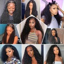 42 Inch 200% Density 13x4 Lace Front Human Hair Wig Short Curly Bob Lace Front Human Hair Wigs PrePluck With Baby Hair Water Wave Frontal Wigs For Women 13x4 Deep Wave Lace Front Wig Wear Go Glueless Wigs Human Hair Pre Plucked Pre Cut 5x5 4x4 HD Closure Wigs Human Hair