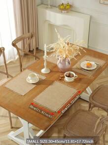 100% Linen Vintage Tassel Table Runner, Suitable For Coffee Tables, Cabinets, TV Stands, Dining Tables, Home Decor, Family Gatherings, Holidays, 1pc