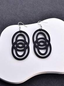 1 Pair Geometric Design Matte Texture Earrings, Fashionable Jewelry For Women, Suitable For Party And Evening Wear