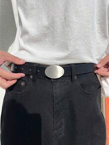 1 Pc Men Smooth Buckle Simple Fashionable INS Belt, Personalized Waist Belt Suitable For Daily Wear - Multicolor - View 7