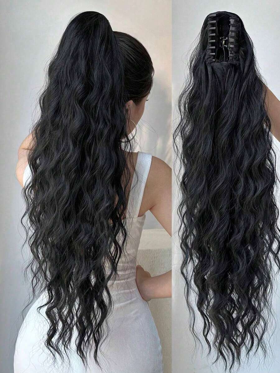1pc Fashionable Ponytail Hair Extension, 26-28 Inch Long Water Wave Heat Resistant Synthetic Hairpiece, Suitable For Women And Girls For Party And Daily Use Hair Claws Claw Clips Hair Clips Hair Jaw Clip Hair Clamps Hair Clutch Hair Catcher Clip