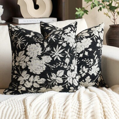 1pc Chenille Jacquard Vintage Medieval Style Decorative Pillow Cover, Square Sofa/Couch Throw Pillow Case For Living Room Home Decor, Suitable For Sofa, Living Room, Bedroom, Farmhouse, Also As A Gift