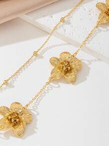 1pc Women Summer Layered Floral Design Ankle Chain (Random Beads Quantity)