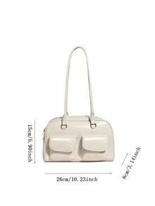 腋下包，独特设计，女士复古大容量单肩包，高端通勤手提包，秋季新品 - 白色 - 查看 7