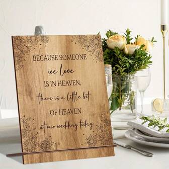 1pc Wedding Memorial Table Signs, Wedding Wooden Decorations, Laser Engraved Wood For Reception Sympathy Gifts To Remember Love Wedding Signs, Wooden Welcome Rustic Wedding Signs Summer Birthday Beach Back To School School Supplies Room Decor