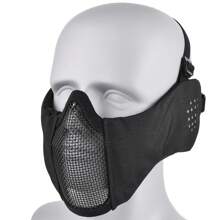 1 Peça Máscara Tática de Meia Face com Tela, Máscara de Combate Airsoft, Faixa de Cabeça Ajustável, Material de Fibra de Poliéster Durável, Para Treinamento e Jogos