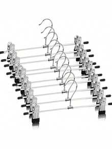 1件/5件/10件，镀锌裤夹多功能收纳家用不锈钢裤架防滑无痕衣架金属裙夹，镀锌裤夹多功能不锈钢衣架防滑收纳无痕