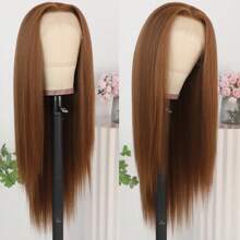 Peluca con cabello liso y largo de 32 pulgadas de color morado oscuro con encaje frontal. Peluca sintética de larga duración, resistente al calor, con frente de encaje sin pegamento, para uso diario, fiestas navideñas o cosplay de mujeres.