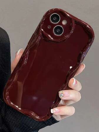 Minimalist Anti-Drop Thick Cream Texture Burgundy Material Phone Protective Case, Compatible With Iphone 16, IPhone 11, Galaxy, IPhone 16 Pro Max, IPhone 13, Phone Cases Compatible With Iphone 11, 12, 13, 14, 16, 15, 7, XS, 16 Plus, 16 Pro Max Waterproof Shockproof Scratch Resistant