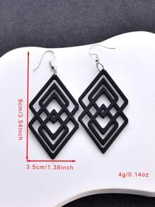1 Pair Geometric Design Matte Texture Earrings, Fashionable Jewelry For Women, Suitable For Party And Evening Wear