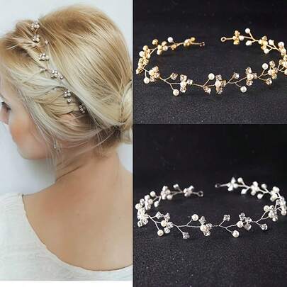 1PC Elegant Crystal Leaf Hairband Tiara Crown Handmade Princess Headband For Women Bridal Wedding Party Hair Accessories Jewelry Gifts Valentine's Day Accessories