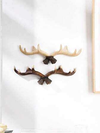1pc, 10.5*3.3 Inch Resin Deer Antler Shaped Wall Hook, Vintage Warm Style Wall Decor Hook, Available In Multiple Colors, Deer Antler Decoration, Graduation Gift, Suitable For Home Office Bedroom Storage Room