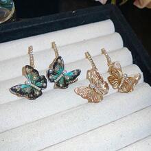 Andkiss 1 Pair Fashion Versatile Butterfly Tassel Earrings - Multicolor - View 2