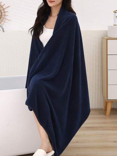 1条成人加大码深蓝色浴巾，90厘米 x 180厘米，家居浴室装饰，秋季装饰，返校季装饰，适用于美容院、酒店、运动场所等，家居必备，毛巾，护肤浴巾