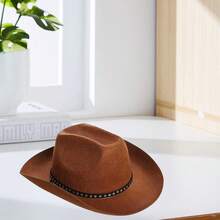 2 Pcs Western Cowboy Costume Set Including Cowgirl Hat And Bandana ,Cowboy Cowgirl Hat For Boys And Girls Classic Roll Up Brim Fedora Cowgirl Hat Western Cowboy Hat,Suitable For  Festival Dress - Màu nâu Sô-cô-la - Xem 5
