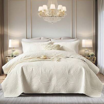 2/3 Piece Ultrasonic Embossed Bed Cover, Breathable, Durable Bedding Set,Including 1 Quilt, 1/2 Pillowcases, Machine Washable, All-Season, Room Decor, Bedroom Decor, Holiday, Easter