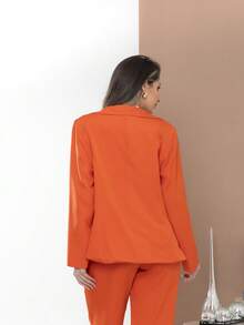 Women's Blazer And Tailored Pants Set - Orange - View 6
