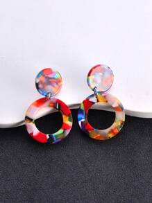 1 Pair Acrylic Shiny Hoop Earrings, Fashion Jewelry For Women, Suitable For Parties And Evening Wear